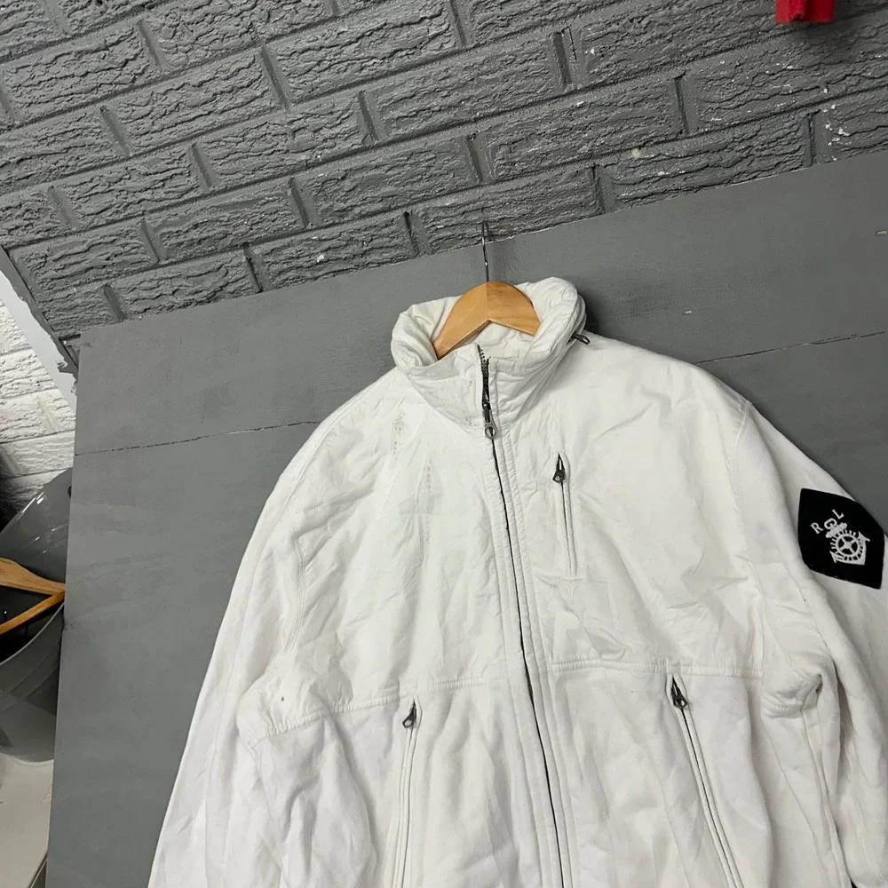 Polo Ralph Lauren White‎ Full Zip Mock Neck Jacket Nautical Anchor Patch XXL